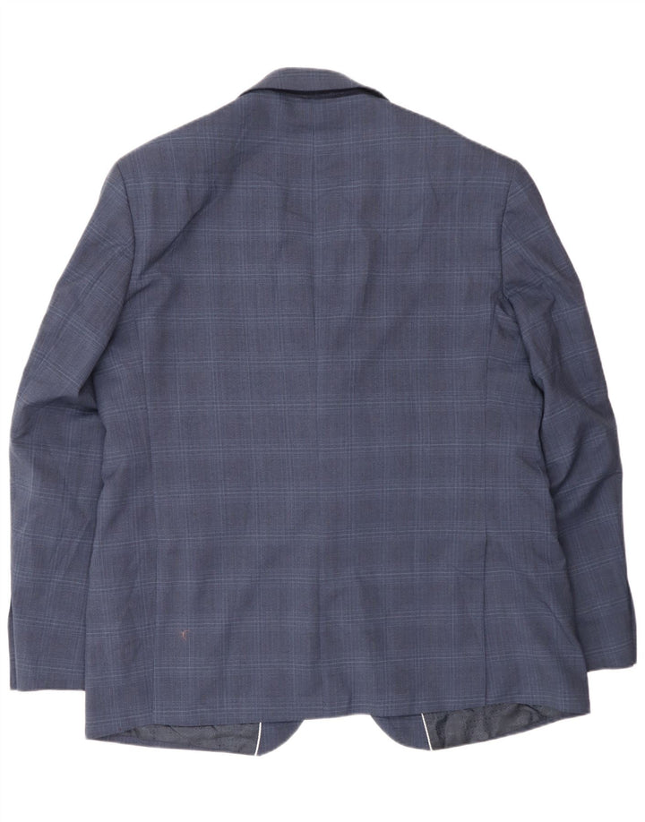 Pierre Cardin Mens 2 Button Blazer Jacket IT 56 3XL Navy Blue Check Wool