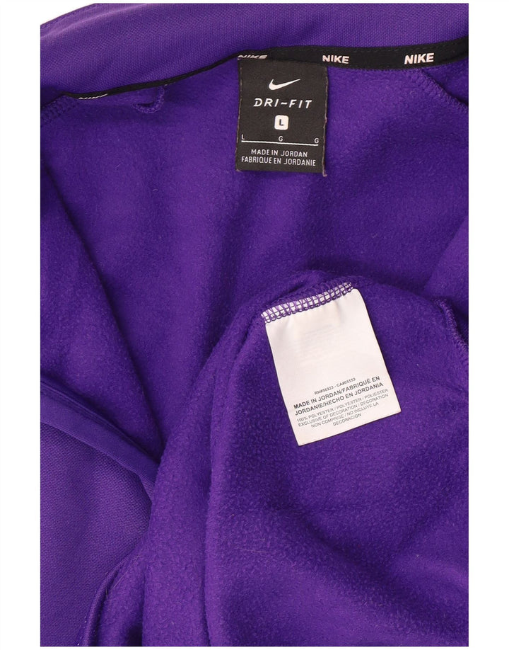NIKE Mens Zip Neck Sweatshirt Jumper Large Purple Polyester