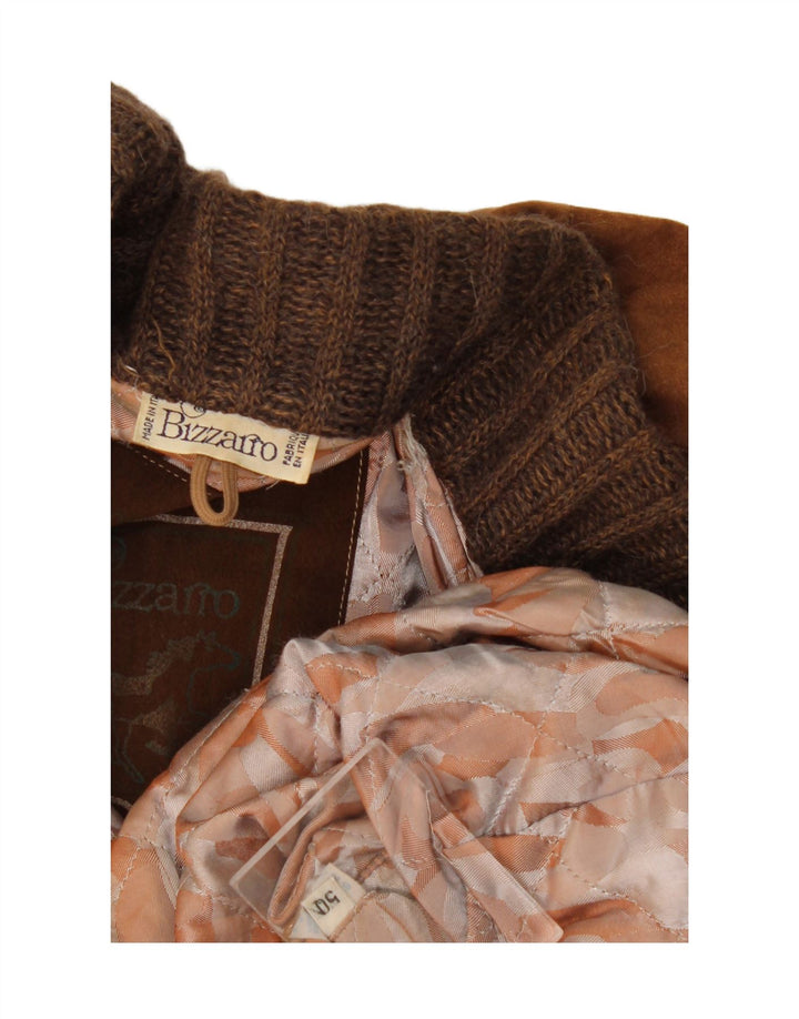 Bizzarro Mens Suede Jacket IT 50 Large Brown Colourblock