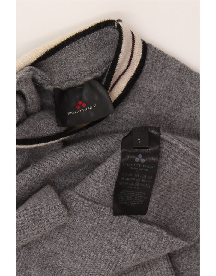 PEUTEREY Womens Crop Turtle Neck Jumper Sweater UK 14 Large Grey Wool