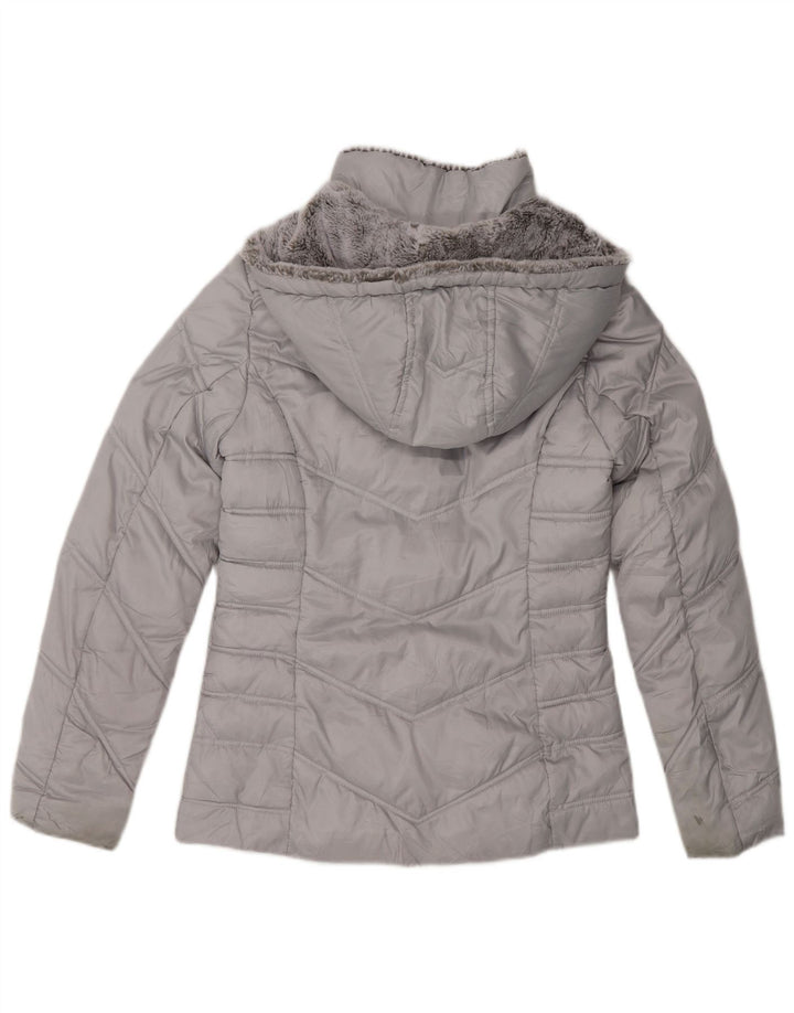 Nautica Womens Hooded Padded Jacket UK 6 XS Grey Polyester