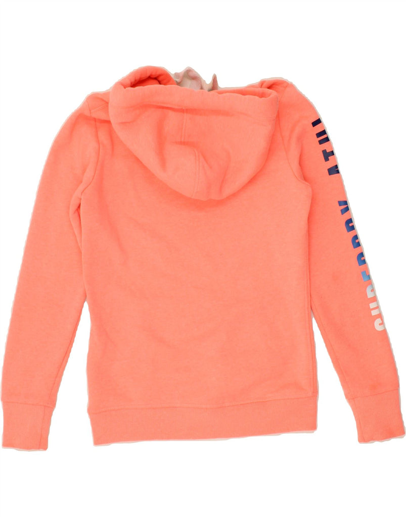 SUPERDRY Womens Graphic Hoodie Jumper UK 6 XS Orange Cotton | Vintage Superdry | Thrift | Second-Hand Superdry | Used Clothing | Messina Hembry 