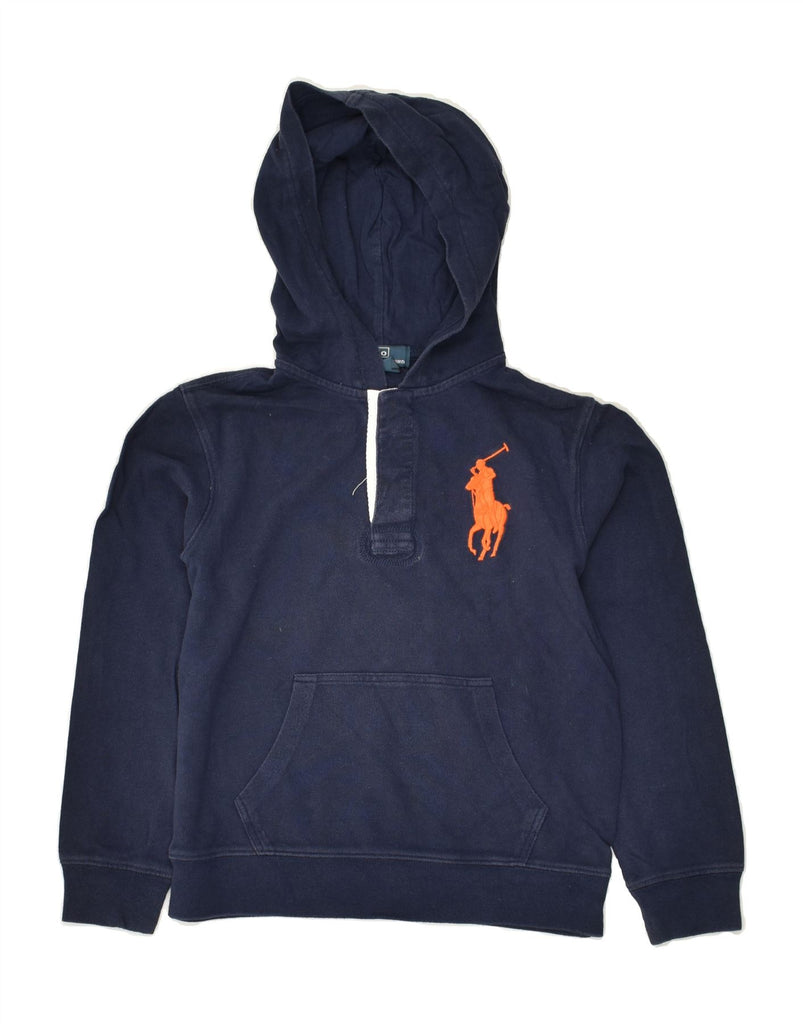 POLO RALPH LAUREN Boys Hoodie Jumper 6-7 Years Navy Blue Cotton | Vintage Polo Ralph Lauren | Thrift | Second-Hand Polo Ralph Lauren | Used Clothing | Messina Hembry 