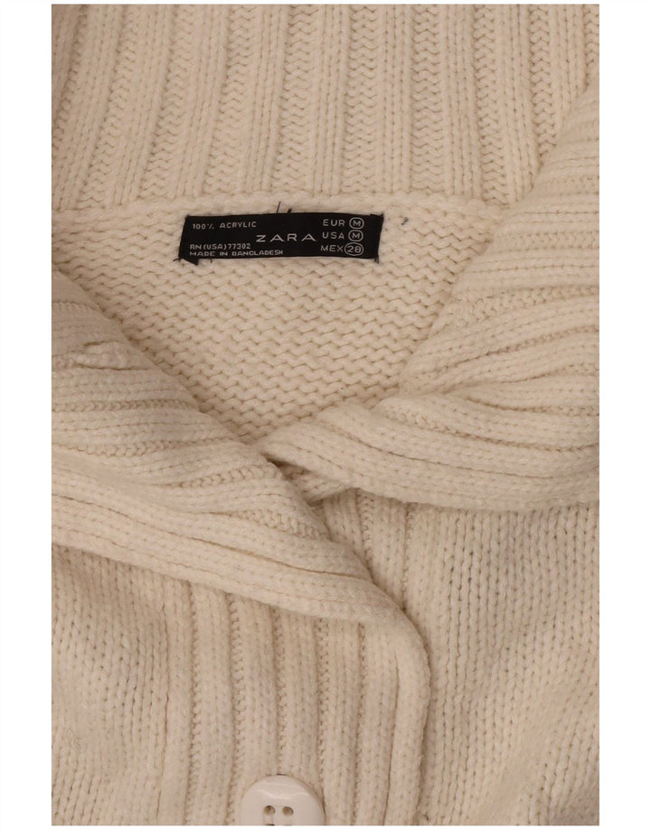 Zara Womens Cardigan Sweater UK 14 Medium Off White Acrylic