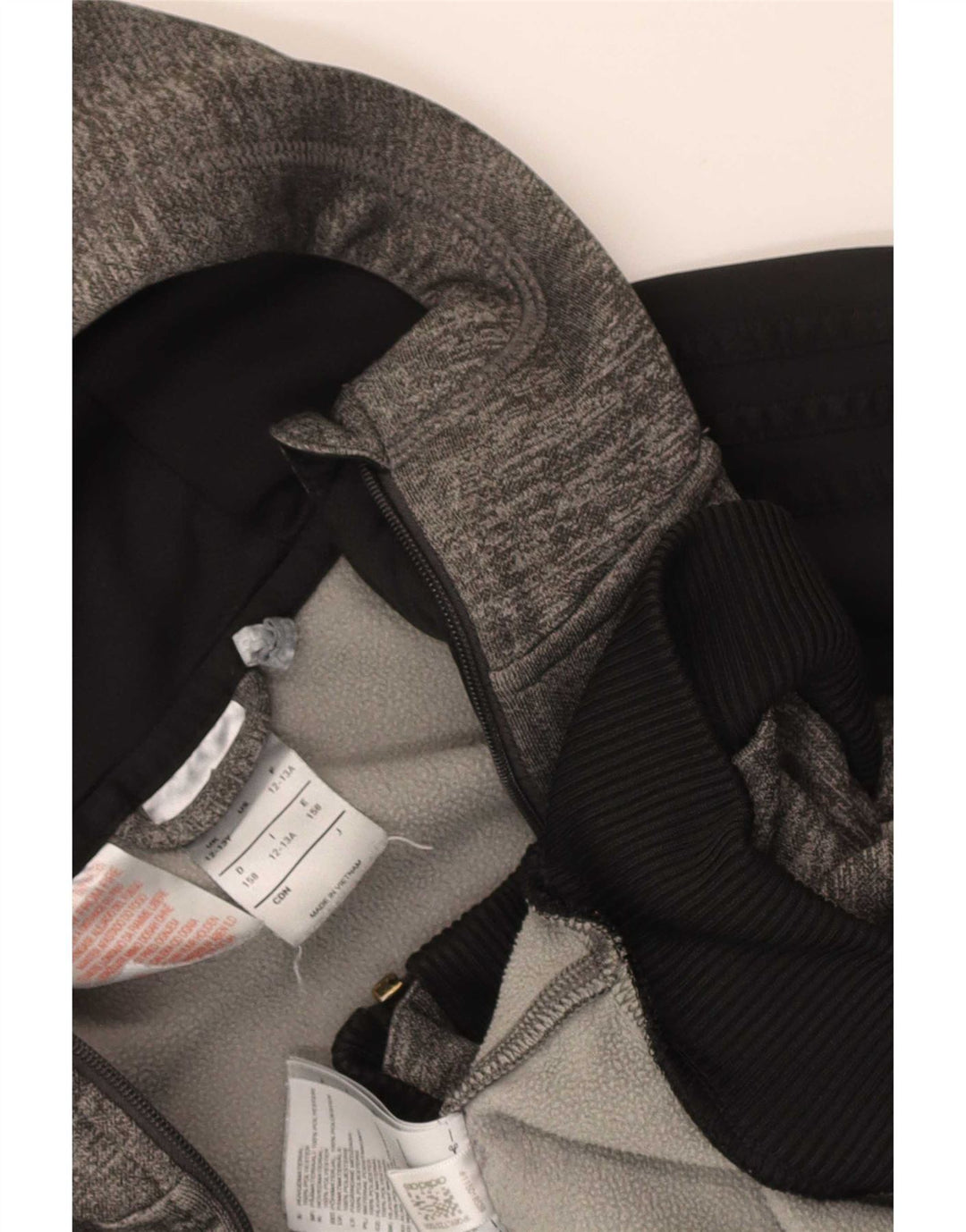 Adidas Boys Zip Hoodie Sweater 12-13 Years Grey Colourblock Polyester