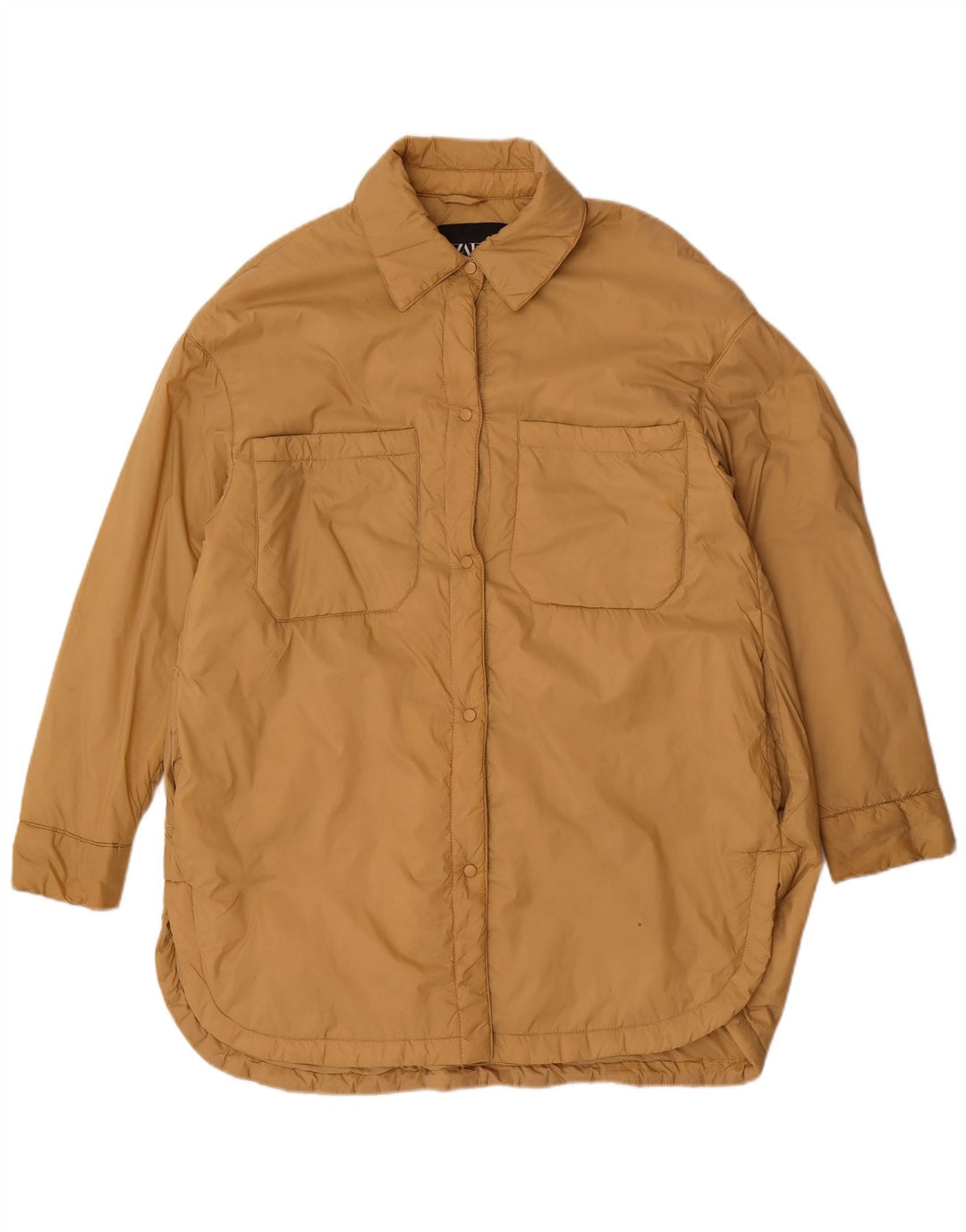 Zara Womens Oversized Padded Coat UK 10 Small Beige Polyester