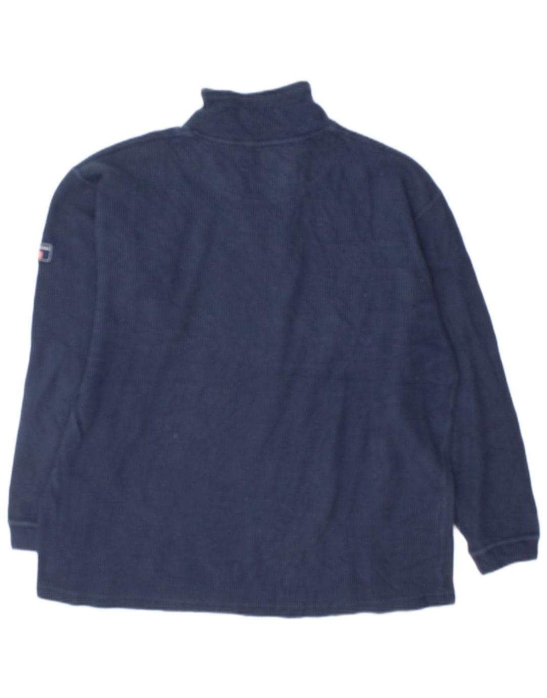 Champion Mens Zip Neck Sweatshirt Jumper Large Navy Blue Cotton