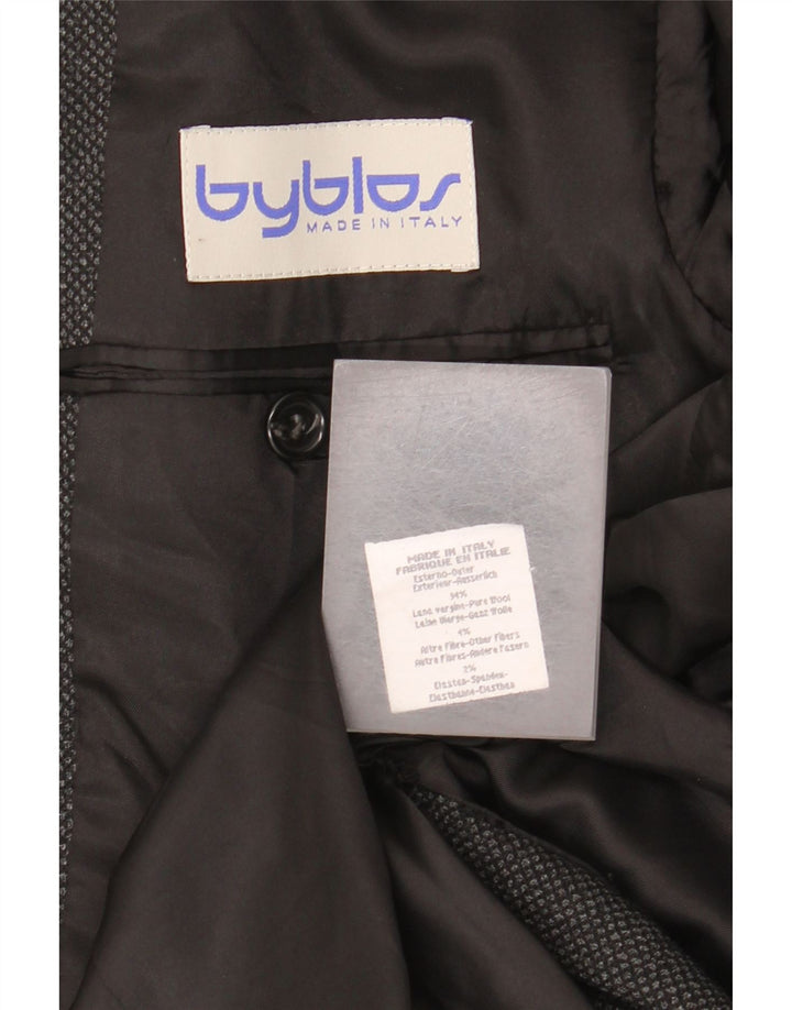 Byblos Mens 3 Button Blazer Jacket EU 48 Medium Grey Wool