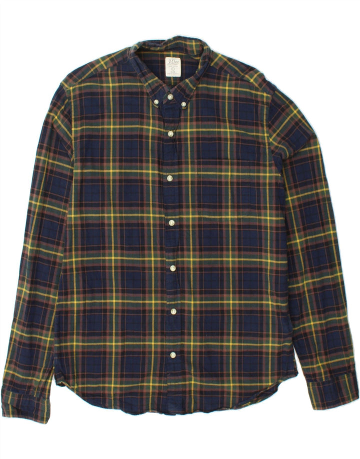 J. CREW Mens Slim Flannel Shirt Large Navy Blue Check Cotton Vintage J. Crew and Second-Hand J. Crew from Messina Hembry 