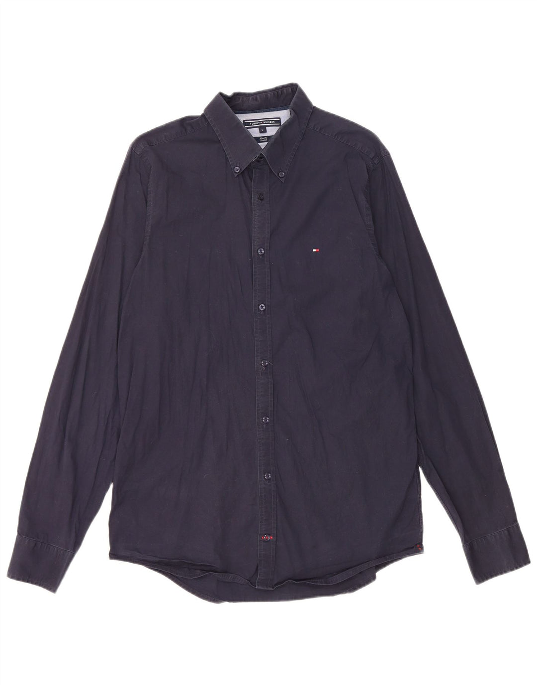 Tommy Hilfiger Mens Slim Fit Shirt Large Navy Blue Cotton