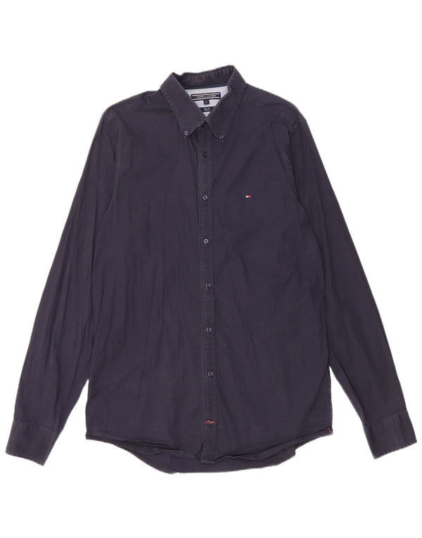 Tommy Hilfiger Mens Slim Fit Shirt Large Navy Blue Cotton