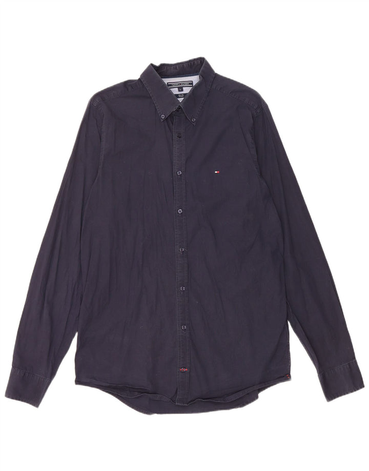 Tommy Hilfiger Mens Slim Fit Shirt Large Navy Blue Cotton