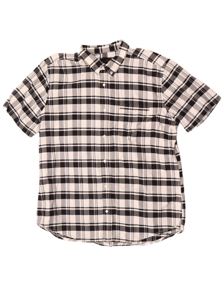Hurley Mens Short Sleeve Shirt XL White Plaid Cotton