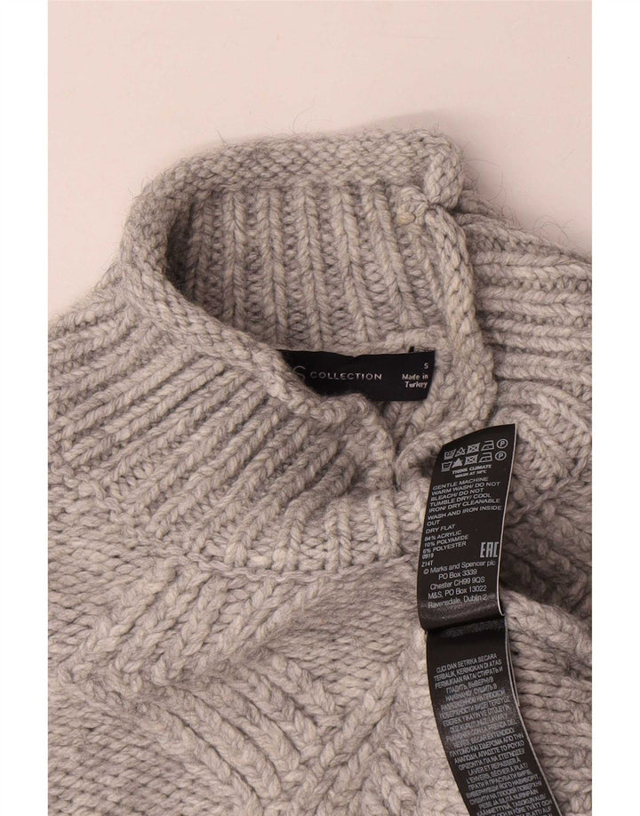 Marks & Spencer Womens Turtle Neck Jumper Sweater UK 10 Small Grey