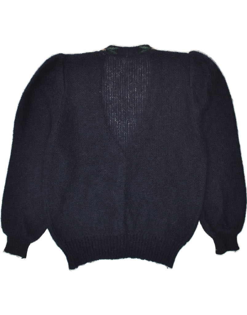 VINTAGE Womens Cardigan Sweater UK 16 Large Navy Blue Floral | Vintage Vintage | Thrift | Second-Hand Vintage | Used Clothing | Messina Hembry 