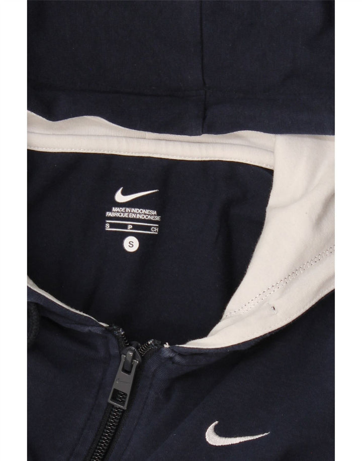 Nike Womens Zip Hoodie Sweater UK 10 Small Navy Blue Colourblock