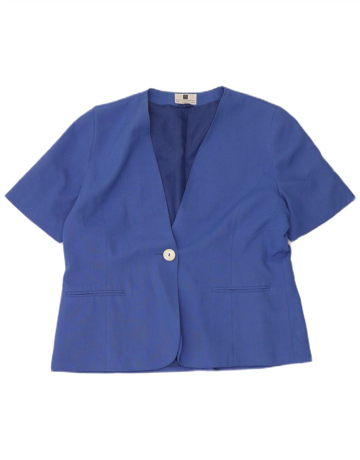 PAUL SEPARATES Womens 1 Button Short Sleeve Blazer Jacket UK 18 XL Blue