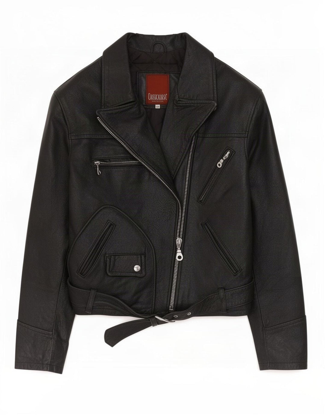 Vintage Womens Leather Biker Jacket IT 44 Medium Black