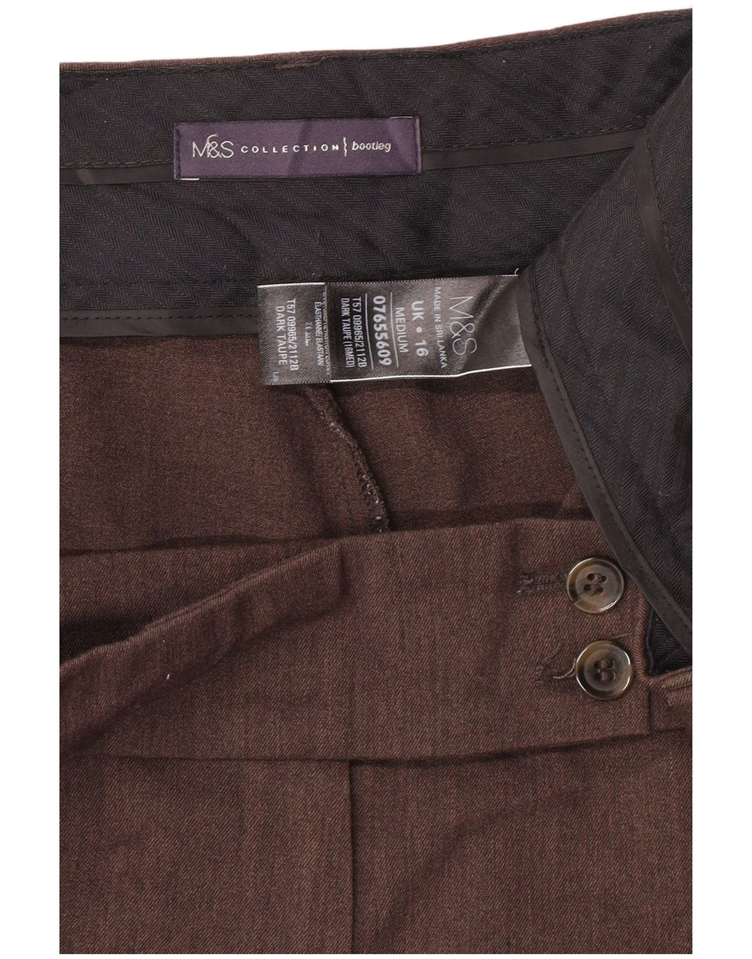 MARKS & SPENCER Womens Straight Suit Trousers UK 16 Large W38 L31 Brown