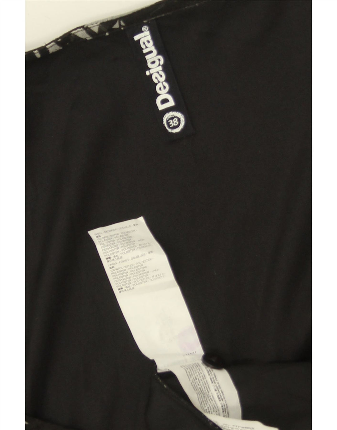 DESIGUAL Womens Sleeveless Wrap Dress EU 38 Medium Black Floral Polyester