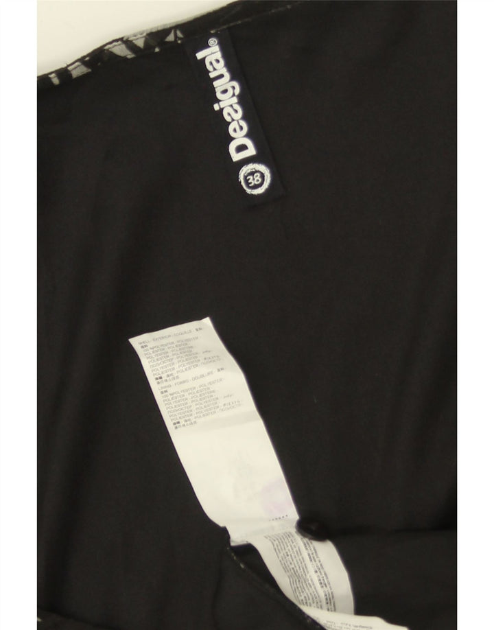 DESIGUAL Womens Sleeveless Wrap Dress EU 38 Medium Black Floral Polyester