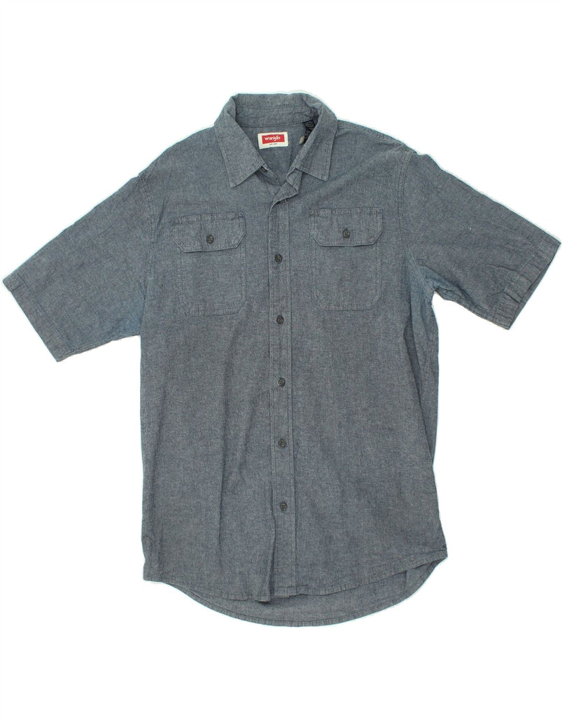 WRANGLER Mens Short Sleeve Shirt Medium Grey Cotton | Vintage Wrangler | Thrift | Second-Hand Wrangler | Used Clothing | Messina Hembry 