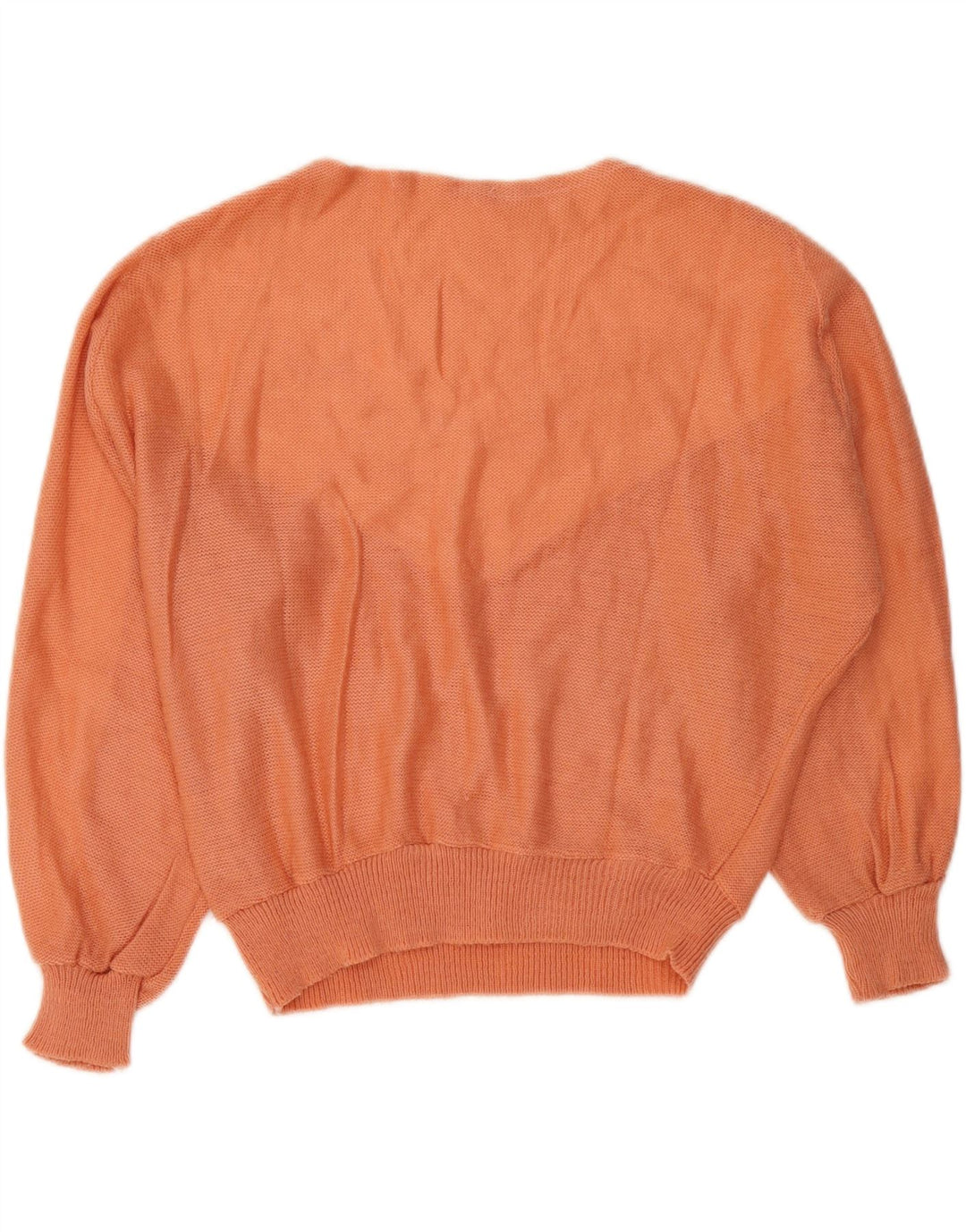 VINTAGE Womens Boat Neck Jumper Sweater UK 14 Medium Orange Colourblock