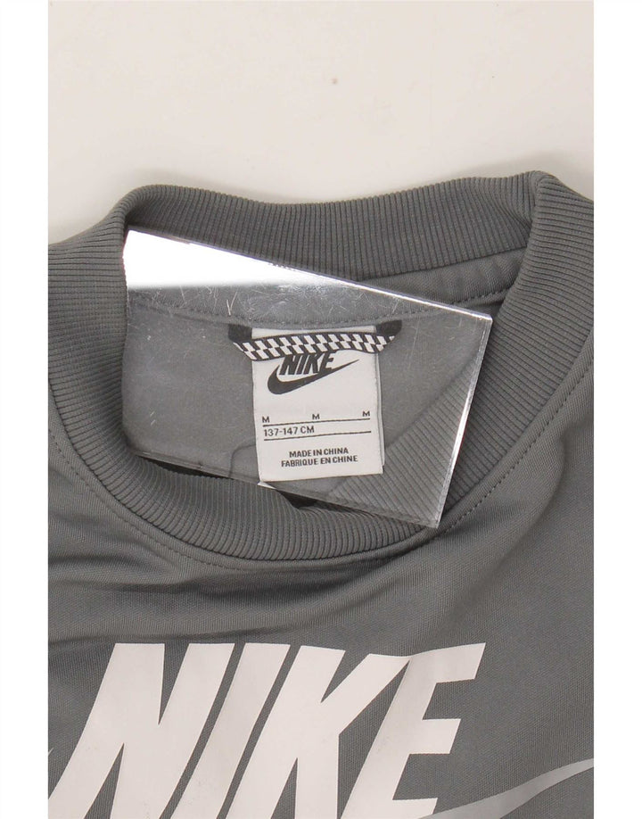 Nike Boys Graphic Sweatshirt Jumper 10-11 Years Medium Grey Polyester