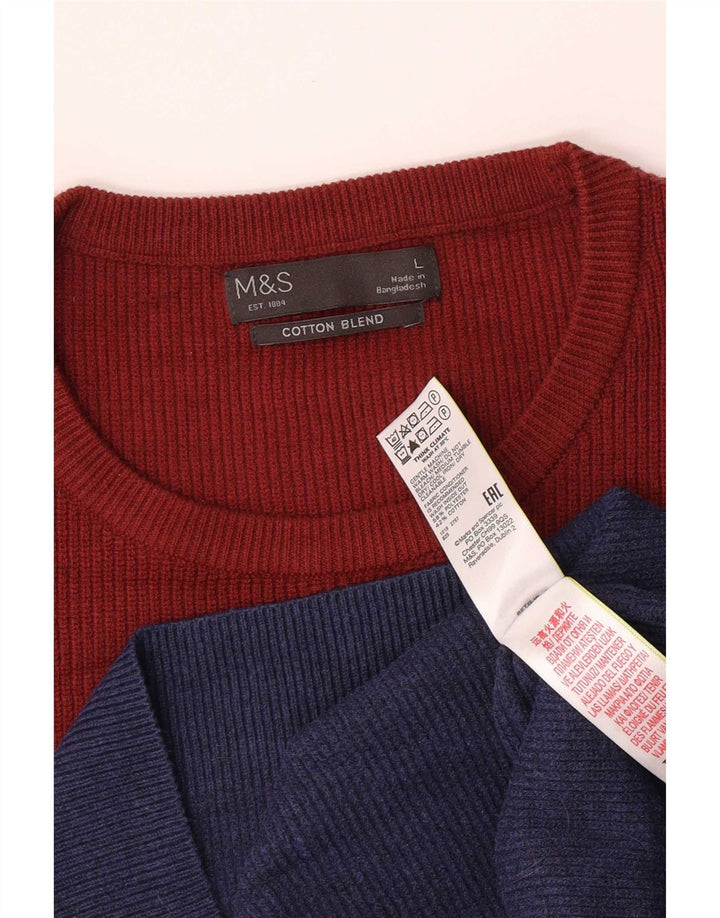 Marks & Spencer Mens Crew Neck Jumper Sweater Large Blue Colourblock