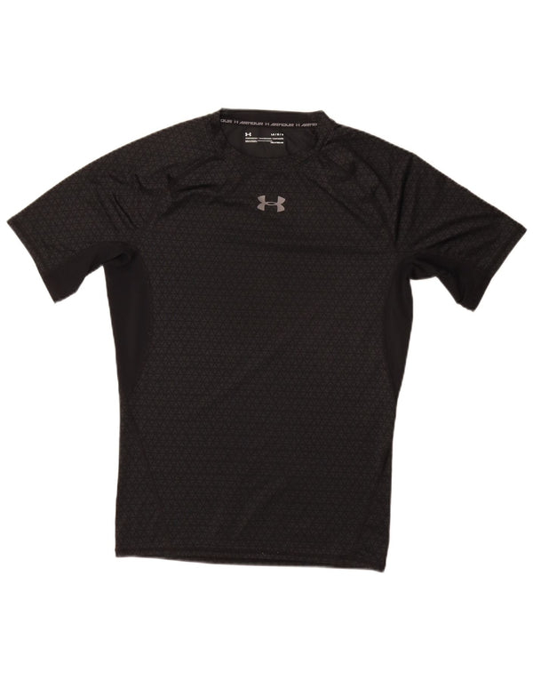 UNDER ARMOUR Mens Heat Gear T-Shirt Top Large Grey Geometric Synthetic