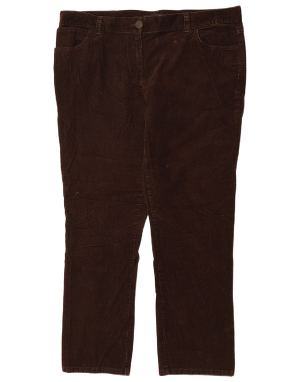 Marks & Spencer Womens Straight Corduroy Trousers UK 18 XL W36 L27 Brown