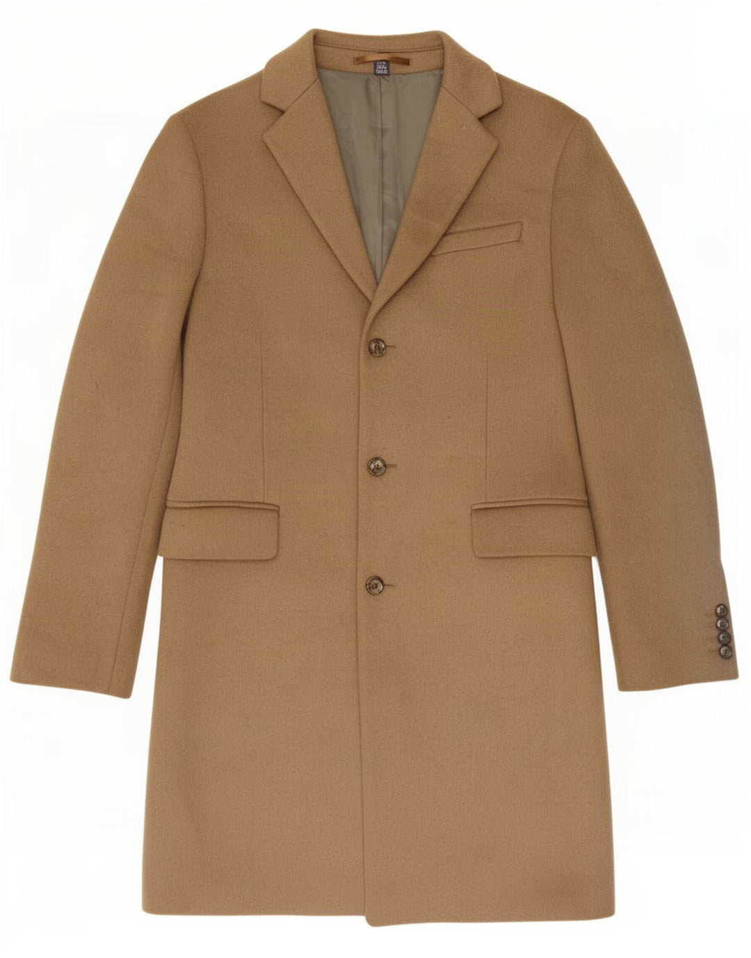 Marks & Spencer Mens Overcoat UK 36 Small Beige Polyester