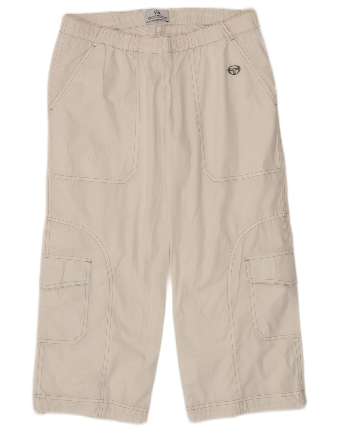 Sergio Tacchini Womens Capri Cargo Trousers Small W27 L20 White Cotton