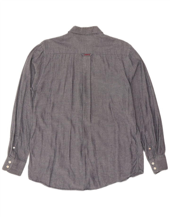 CREW CLOTHING Mens Classic Fit Shirt Medium Navy Blue Cotton