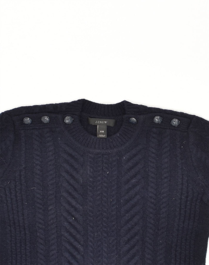 J. CREW Womens Crew Neck Jumper Sweater UK 2 2XS Navy Blue Wool | Vintage J. Crew | Thrift | Second-Hand J. Crew | Used Clothing | Messina Hembry 