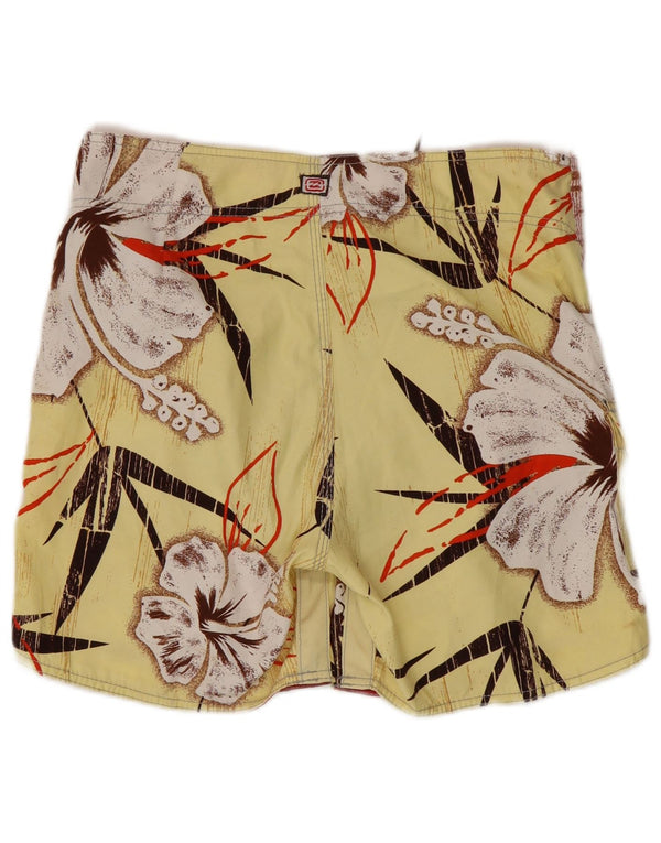 Billabong Mens Swimming Shorts Medium Yellow Floral Polyester