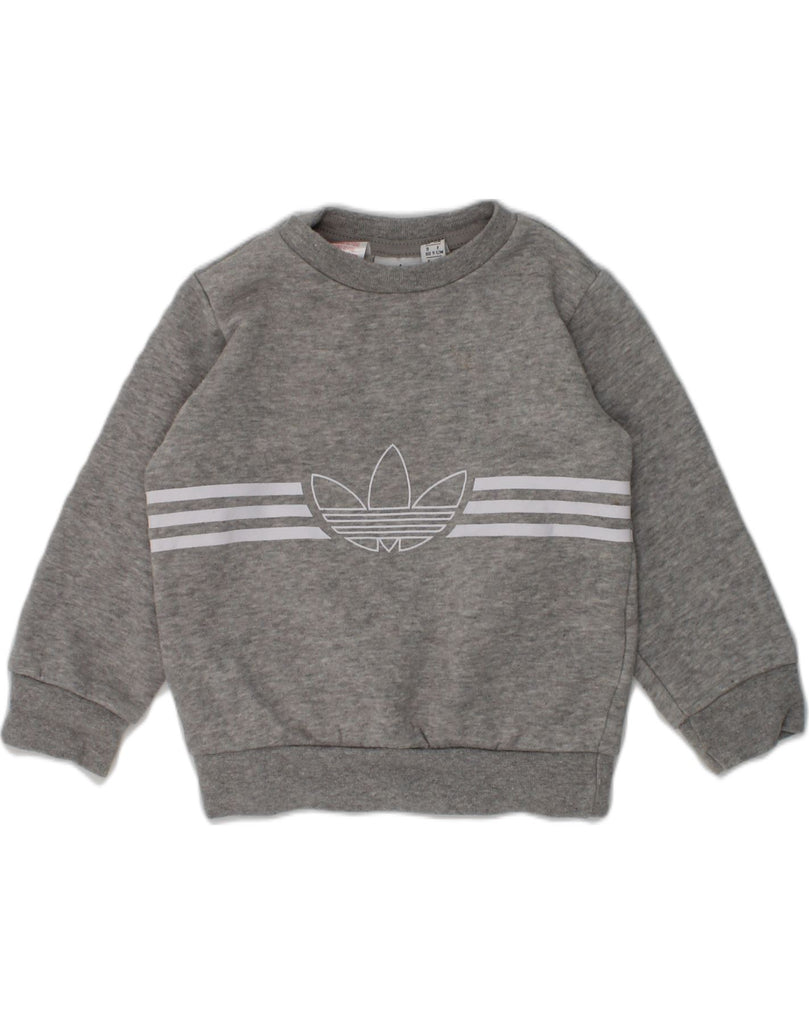 ADIDAS Baby Boys Graphic Sweatshirt Jumper 9-12 Months Grey Cotton | Vintage Adidas | Thrift | Second-Hand Adidas | Used Clothing | Messina Hembry 