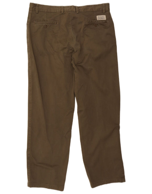 AVIREX Mens Straight Casual Trousers W38 L30 Khaki Cotton