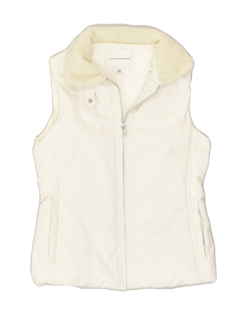 BANANA REPUBLIC Womens Padded Gilet UK 10 Small White Polyester | Vintage Banana Republic | Thrift | Second-Hand Banana Republic | Used Clothing | Messina Hembry 