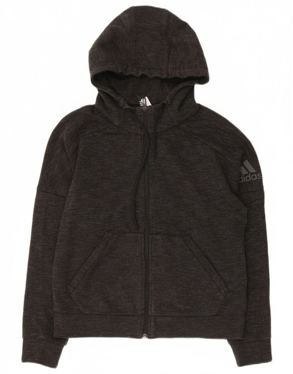 Adidas Womens Oversized Zip Hoodie Sweater UK 8/10 Small Grey Flecked