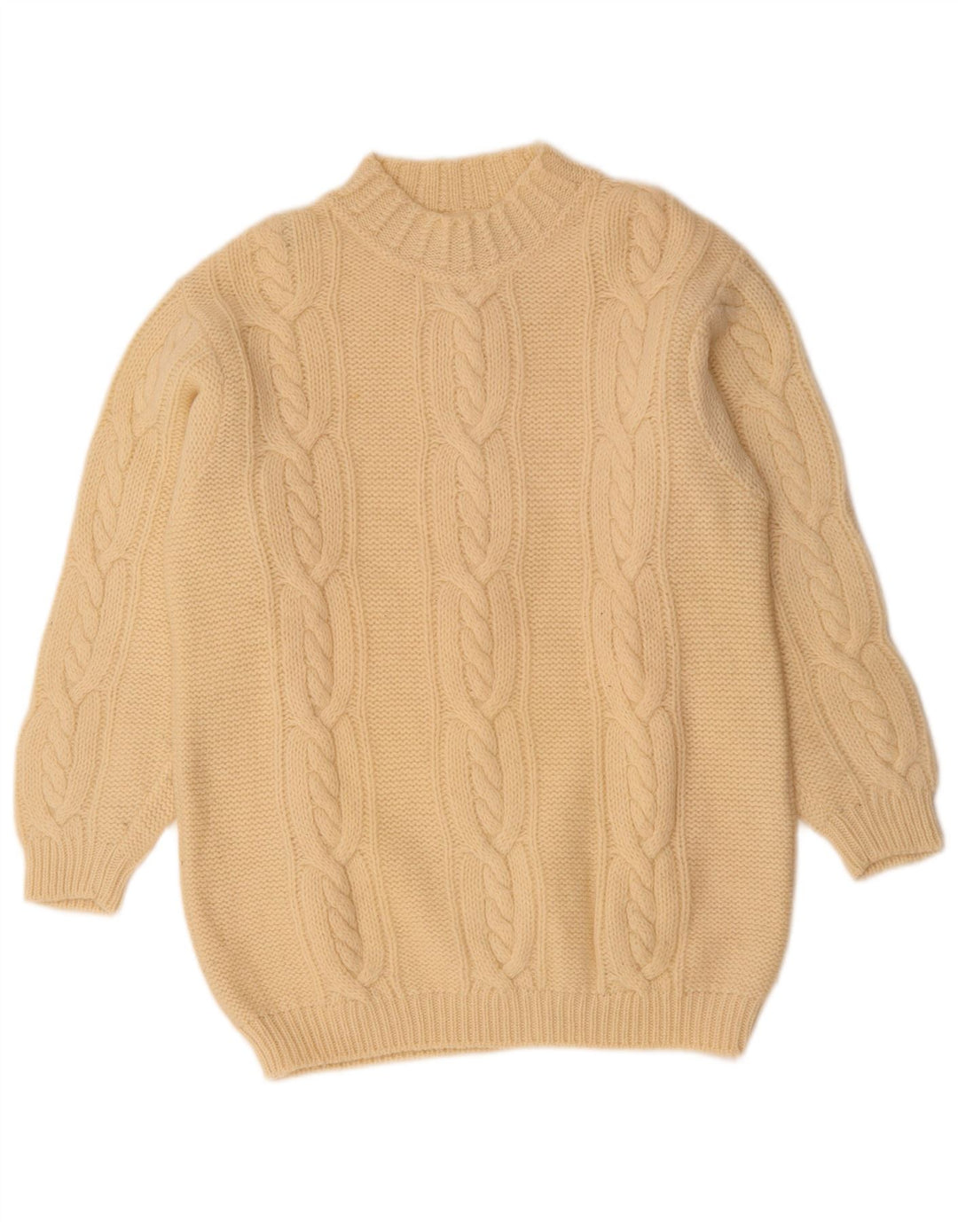 Benetton Womens Turtle Neck Jumper Sweater UK 14 Large Off White Wool