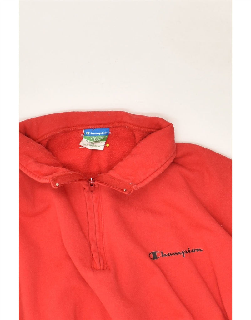 CHAMPION Mens Zip Neck Sweatshirt Jumper XL Red Cotton | Vintage Champion | Thrift | Second-Hand Champion | Used Clothing | Messina Hembry 