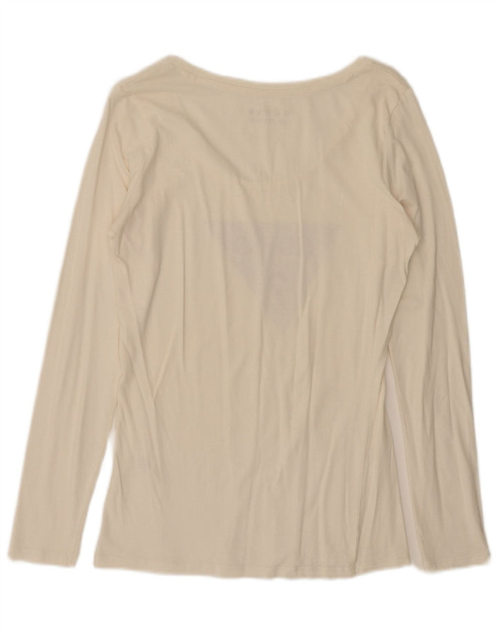 Guess Womens Graphic Top Long Sleeve UK 12 Medium Off White