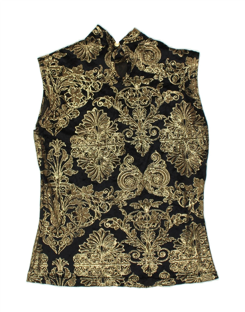 SFARZO Womens Blouse Top UK 12 Medium Black Paisley Polyester | Vintage Sfarzo | Thrift | Second-Hand Sfarzo | Used Clothing | Messina Hembry 