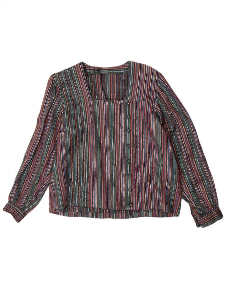 Vintage Womens Shirt Blouse UK 16 Large Multicoloured Striped