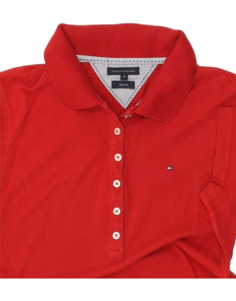 TOMMY HILFIGER Womens Slim Fit Polo Shirt UK 12 Medium Red Cotton | Vintage Tommy Hilfiger | Thrift | Second-Hand Tommy Hilfiger | Used Clothing | Messina Hembry 