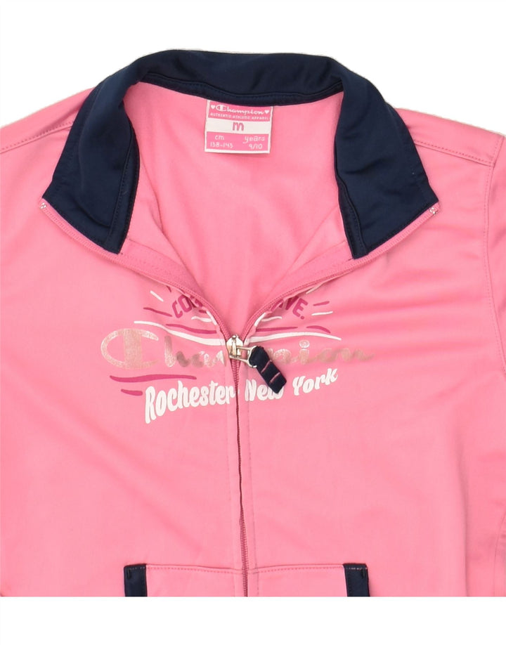 CHAMPION Girls Graphic Tracksuit Top Jacket 9-10 Years Medium  Pink | Vintage Champion | Thrift | Second-Hand Champion | Used Clothing | Messina Hembry 