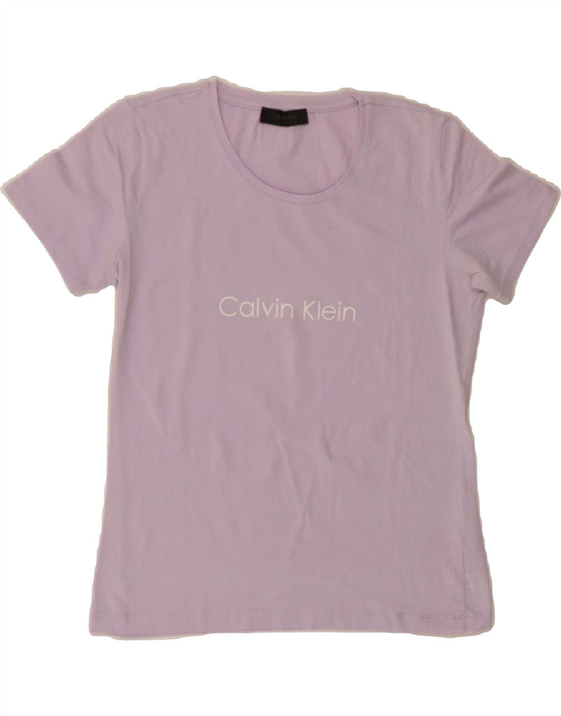 CALVIN KLEIN Girls Graphic T-Shirt Top 11-12 Years Large Purple Cotton Vintage Calvin Klein and Second-Hand Calvin Klein from Messina Hembry 