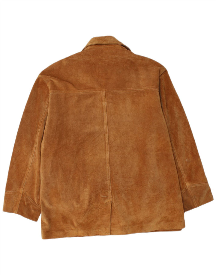 Vintage Mens Suede Jacket IT 50 Large Beige Leather