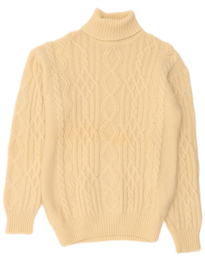 Edward Spiers Mens Roll Neck Jumper Sweater Large Beige Wool